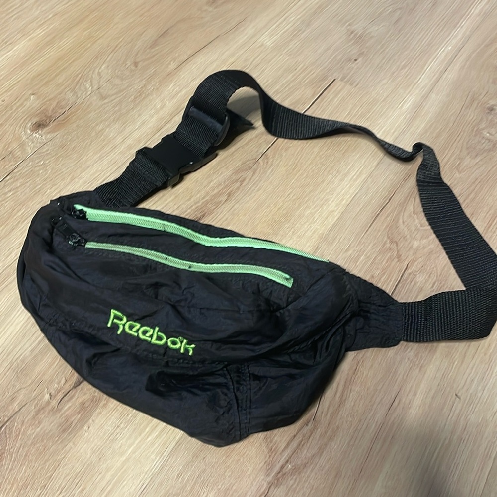 Y2K Reebok Fanny‎ Pack/Belt Bag. Well Worn. Lots of Use Left. Black and Green.